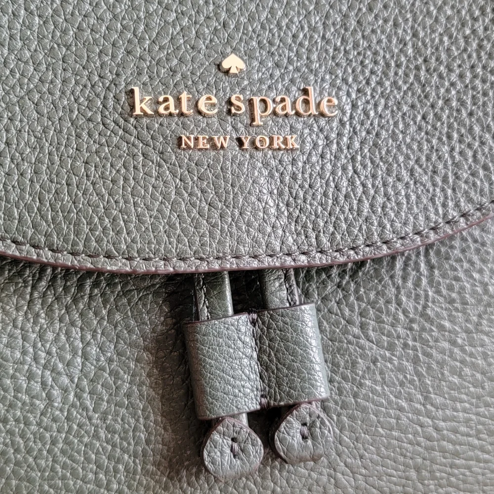 Kate Spade K4628 Leila Pebbled Leather Backpack Deep Evergreen Large Bag